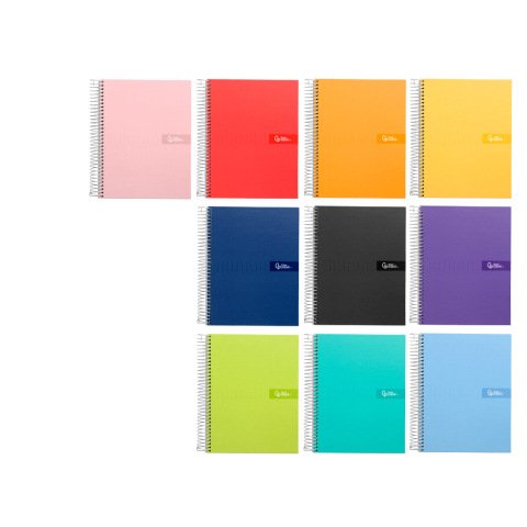 Cuaderno espiral liderpapel a4 crafty tapa forrada 80h 90gr cuadro 5mm con margen colores surtidos