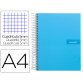 Cuaderno espiral liderpapel a4 micro crafty tapa forrada 120h 90 gr cuadro 5mm 5 bandas 4 colores celeste