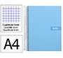 Cuaderno espiral liderpapel a4 micro crafty tapa forrada 120h 90gr cuadro 5mm 5 bandas 4 colores celeste