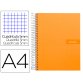 Cuaderno espiral liderpapel a4 micro crafty tapa forrada 120h 90 gr cuadro 5mm 5 bandas 4 colores color naranja