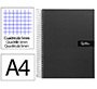 Cuaderno espiral liderpapel a4 micro crafty tapa forrada 120h 90gr cuadro 5mm 5 bandas 4 colores color negro