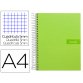 Cuaderno espiral liderpapel a4 micro crafty tapa forrada 120h 90 gr cuadro 5mm 5 bandas 4 colores color verde