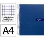 Cuaderno espiral liderpapel a4 micro crafty tapa forrada 120h 90gr cuadro 5mm 5 bandas 4 colores color azul
