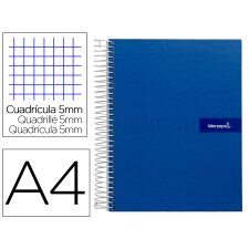 Cuaderno espiral liderpapel a4 micro crafty tapa forrada 120h 90 gr cuadro 5 mm 5 bandas 4 colores color azul