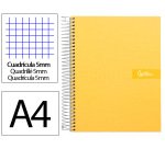 Cuaderno espiral liderpapel a4 micro crafty tapa forrada 120h 90gr cuadro 5mm 5 bandas 4 taladros color amarillo