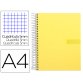 Cuaderno espiral liderpapel a4 micro crafty tapa forrada 120h 90gr cuadro 5mm 5 bandas 4 taladros color amarillo