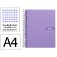 Cuaderno espiral liderpapel a4 micro crafty tapa forrada 120h 90gr cuadro 5mm 5 bandas 4 taladros color violeta