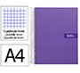 Cuaderno espiral liderpapel a4 micro crafty tapa forrada 120h 90gr cuadro 5mm 5 bandas 4 taladros color violeta
