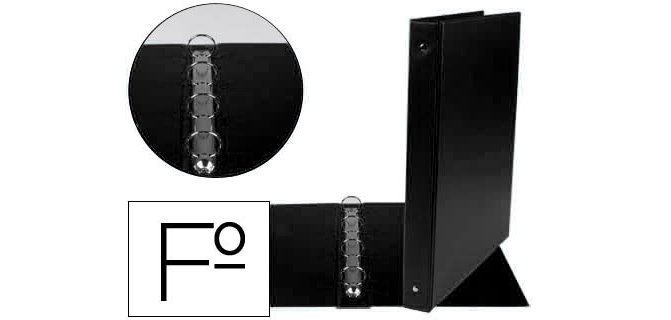 Carpeta liderpapel 4 anillas 25 mm redondas plastico folio color negro