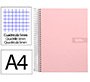 Cuaderno espiral liderpapel a4 micro crafty tapa forrada 120h 90gr cuadro 5mm 5 bandas 4 colores color rosa