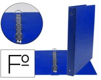 Carpeta liderpapel 4 anillas 25 mm redondas plastico folio color azul marino