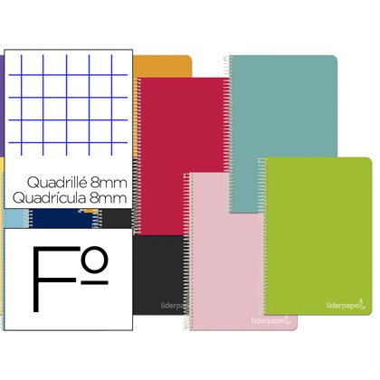 Cuaderno espiral liderpapel folio witty tapa dura 80h 75gr cuadro 8mm con margen colores surtidos