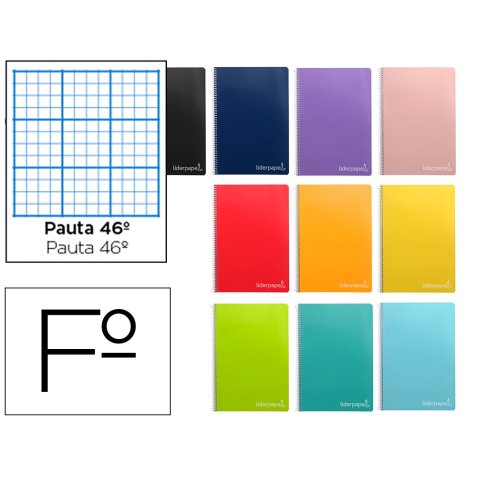 Cuaderno espiral liderpapel folio witty tapa dura 80h 75gr rayado nº46 colores surtidos
