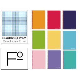 Cuaderno espiral liderpapel folio witty tapa dura 80h 75gr milimetrado 2mm colores surtidos