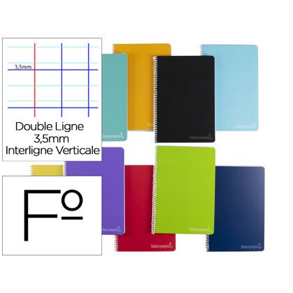 Cuaderno espiral liderpapel folio witty tapa dura 80h 75gr rayado montessori 3,5mm colores surtidos