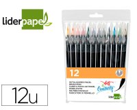 Rotulador liderpapel punta pincel extra suave bolsa de 12 unidades colores surtidos