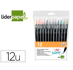 Rotulador liderpapel punta pincel extra suave bolsa de 12 unidades colores surtidos