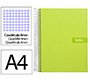 Cuaderno espiral liderpapel a4 crafty tapa forrada 80h 90gr cuadro 4mm con margen color verde