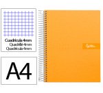 Cuaderno espiral liderpapel a4 crafty tapa forrada 80h 90gr cuadro 4mm con margen color naranja