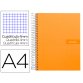 Cuaderno espiral liderpapel a4 crafty tapa forrada 80h 90 gr cuadro 4mm con margen color naranja