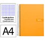 Cuaderno espiral liderpapel a4 crafty tapa forrada 80h 90gr cuadro 4mm con margen color naranja
