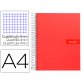 Cuaderno espiral liderpapel a4 crafty tapa forrada 80h 90 gr cuadro 4mm con margen color roja