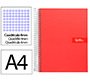 Cuaderno espiral liderpapel a4 crafty tapa forrada 80h 90gr cuadro 4mm con margen color roja