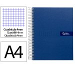 Cuaderno espiral liderpapel a4 crafty tapa forrada 80h 90gr cuadro 4mm con margen color azul marino