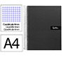 Cuaderno espiral liderpapel a4 crafty tapa forrada 80h 90gr cuadro 4mm con margen color negro