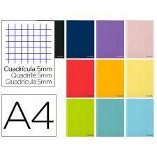 Libreta liderpapel smart a4 tapa blanda 80 hojas 60g/m2 cuadro 5 mm con margen colores surtidos