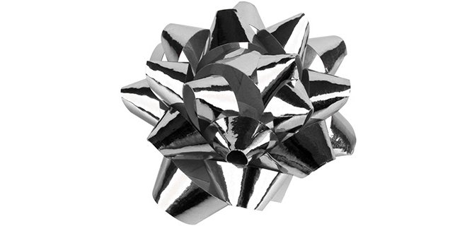 Lazo liderpapel fantasia mediano color plata metalizado