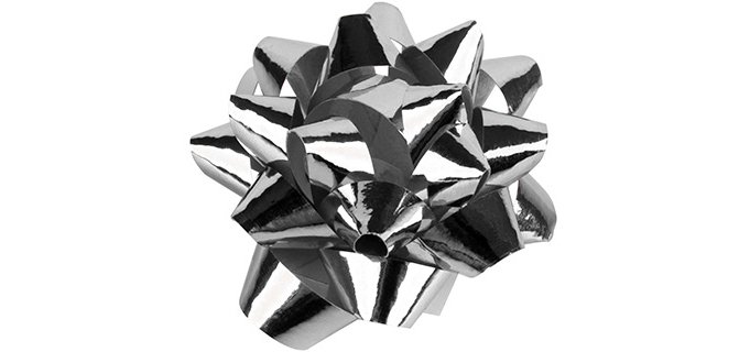 Lazo liderpapel fantasia mediano color plata metalizado