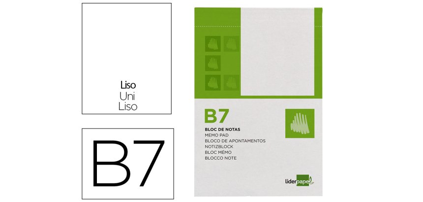 Bloc notas liderpapel liso b7 80 hojas 60g/m2 perforado