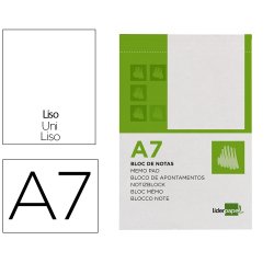 Bloc notas liderpapel liso a7 80 hojas 60g/m2 perforado