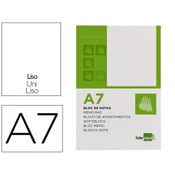 Bloc notas liderpapel liso a7 80 hojas 60g/m2 perforado