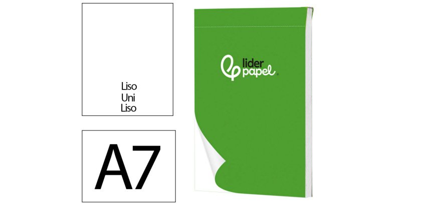 Bloc notas liderpapel liso a7 80 hojas 60g/m2 perforado