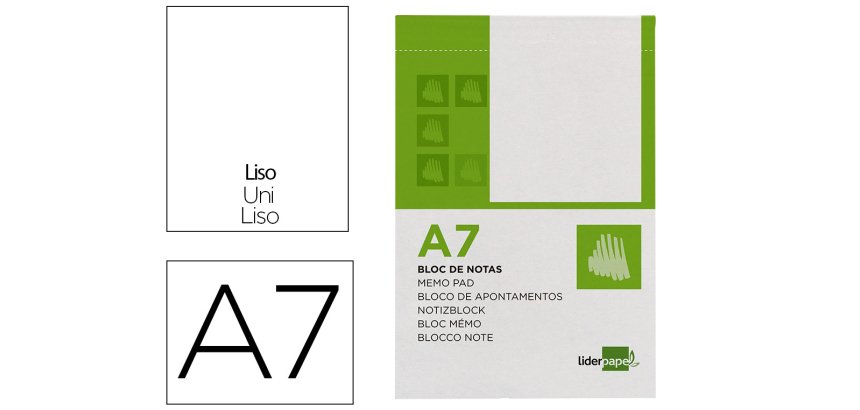 Bloc notas liderpapel liso a7 80 hojas 60g/m2 perforado