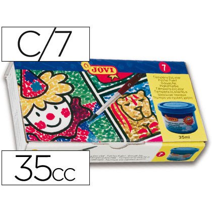 Tempera escolar jovi 35 ml caja de 7 colores surtidos
