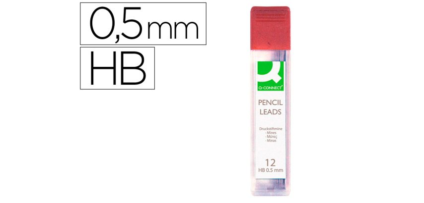 Minas q-connect grafito 0,5 mm hb estuche de 12 minas longitud 60 mm