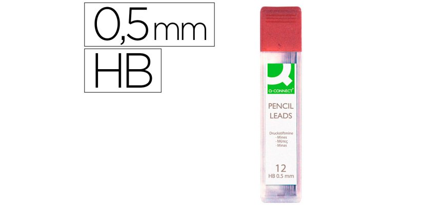 Minas q-connect grafito 0,5 mm hb estuche de 12 minas longitud 60 mm