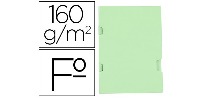 Subcarpeta liderpapel folio verde tres uñeros plastificada 160g/m2