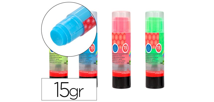 Pegamento liderpapel en barra 15 g trazo magico color neon surtido unidad