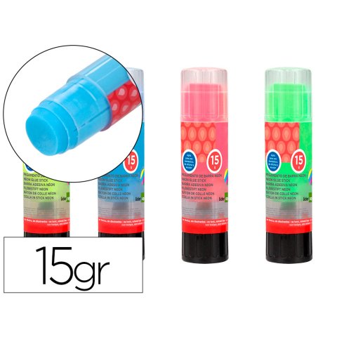 Pegamento liderpapel en barra 15 g trazo magico color neon surtido unidad