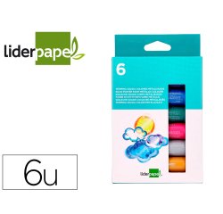 Tempera solida en barra liderpapel escolar 10 gr caja de 6 colores surtidos