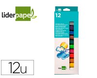 Tempera solida en barra liderpapel escolar 10 gr caja de 12 colores surtidos