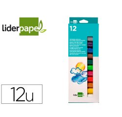 Tempera solida en barra liderpapel escolar 10 gr caja de 12 colores surtidos