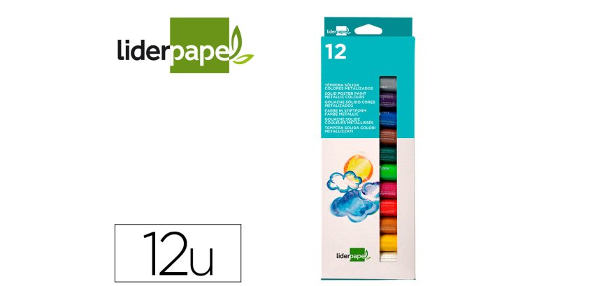 Tempera solida en barra liderpapel escolar 10 g caja de 12 colores surtidos