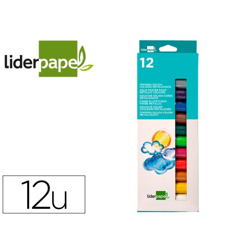 Tempera solida en barra liderpapel escolar 10 g caja de 12 colores surtidos