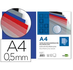 Cubiertas para encuadernar Liderpapel polipropileno A4 0,5 mm azul translúcido - Paquete de 100 unidades