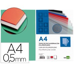 Cubiertas para encuadernar Liderpapel polipropileno A4 0,5 mm verde translúcido - Paquete de 100 unidades